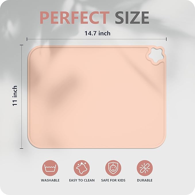 Cutebe Silicone Placemat for Toddles Kids Non-Slip Reusable Portable Kids Placemats for Dinning Table Heat Resistant Placemats, Baby Placemat Stain Resistant Silicone Mat for Dining Table 3 Pack