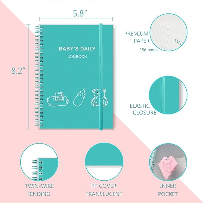 Baby's Daily Log Book - A5 Baby Care planner for Newborns, Schedule for Tracking Newborn's Daily Routine, 152 Easy to Fill Pages Track and Monitor Nursing, Sleep, Feeding, Diapers, Pumping and More