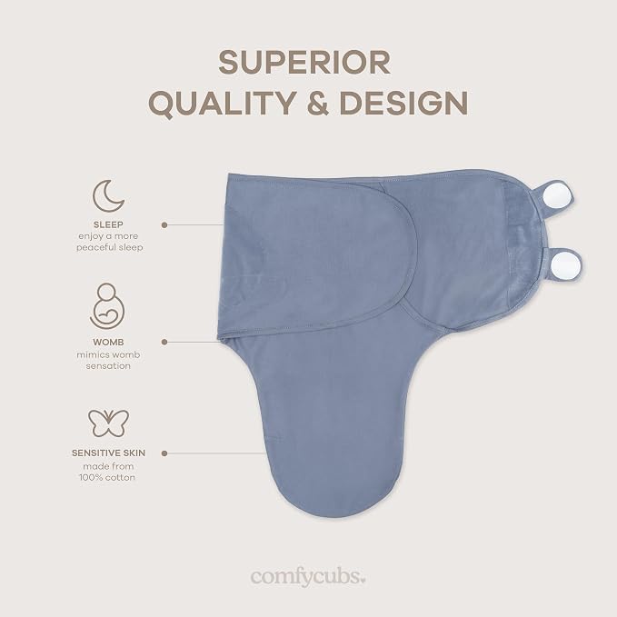 Comfy Cubs Swaddle Blanket 3 Pk S Blanket Swaddle Stone, Nomadic Blue, Azul | - Image 3