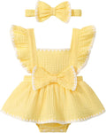 Baby Girl Summer Clothes Infant Girls Romper Dress | Ruffle Sleeve, Cotton Linen by Megeoly