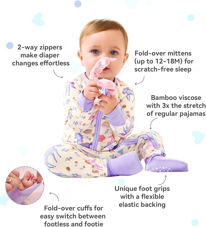 babee Reshinee Viscose Derived from Bamboo Baby Footie Pajamas Convertible - Image 4