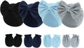 4 Pcs Newborn Hats Mittens Set Infant Cap Bow Hospital Beanie Preemie Hat by Unknown