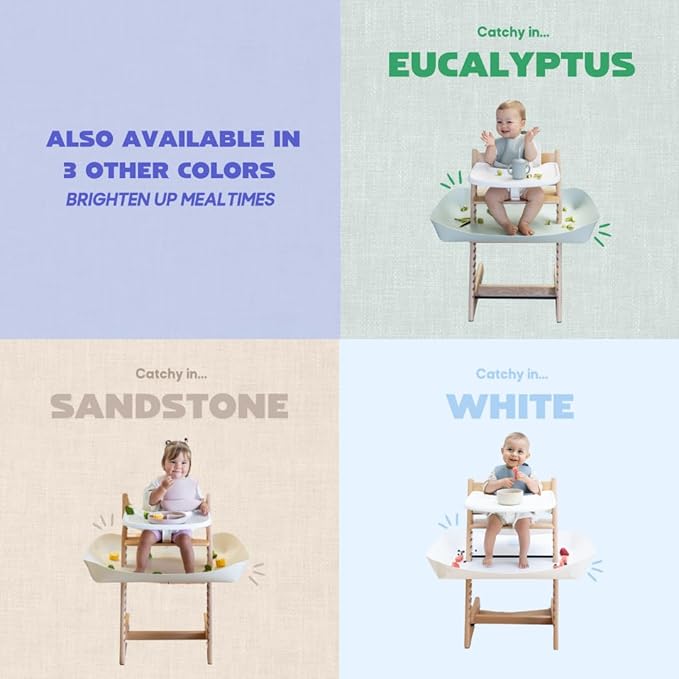 CATCHY -Food Catcher-Compatible with Stokke Tripp Trapp High Chair +11 Other High Chairs-Highchair Sold Separately-Baby & Toddler Food & Mess Catcher-Premium Linen Inspired -Under High Chair Accessory
