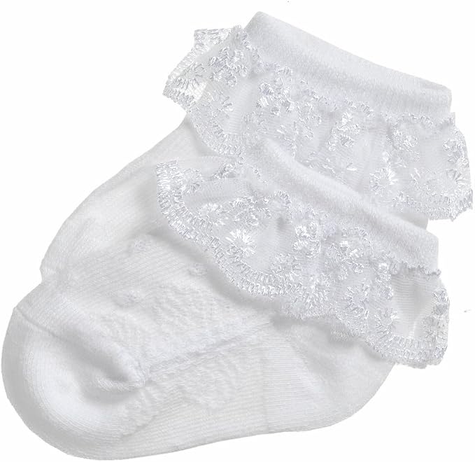 EPEIUS Baby Girl Ruffle Socks, Eyelet Frilly Lace Socks - Image 7