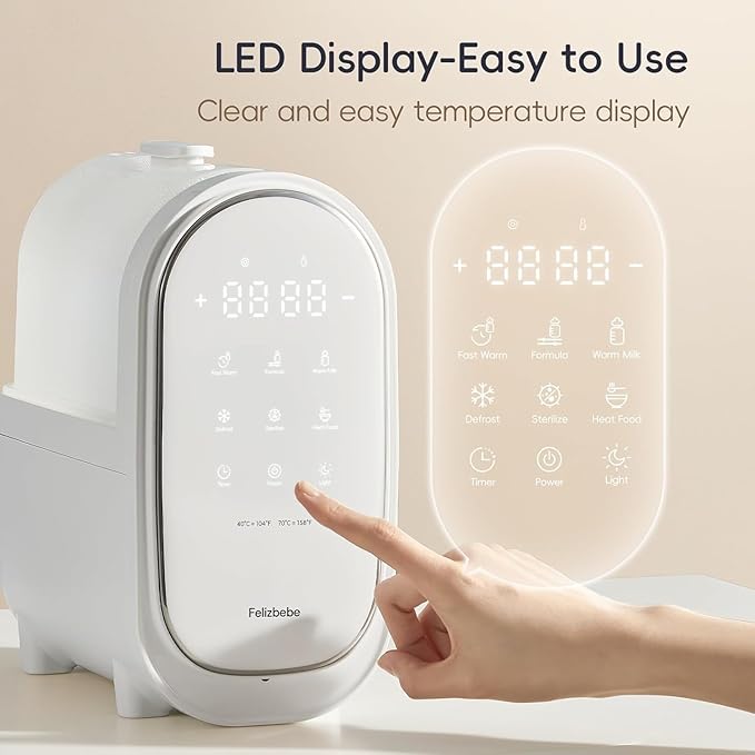Bottle Warmer for Breastmilk, 11-in-1 Double Bottle Warmer Large Touchscreen with Night Light, Detachable for Easy Cleaning & Accurate Temperature Control, Timer, Milk Warmer for Baby