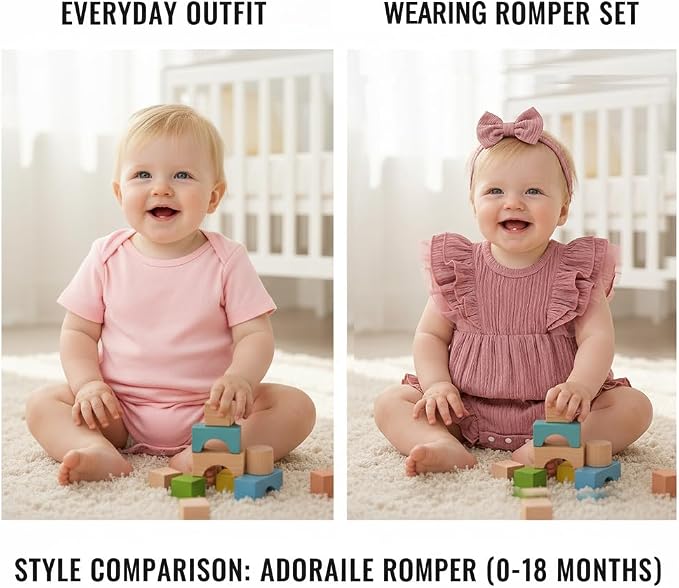 TITKKOP Ruffle Bubble Romper for Baby Girl | One-Piece Shorts Jumpsuit | Summer - Image 5