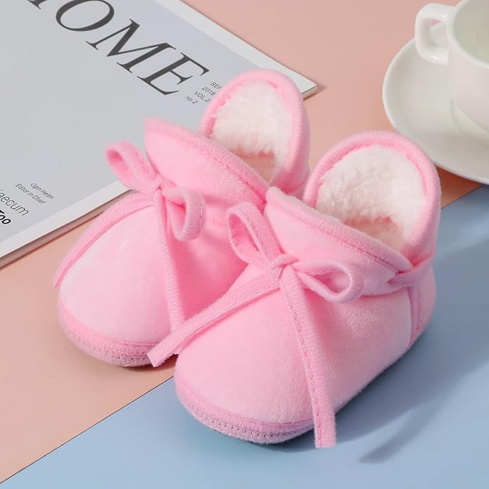 Baby Booties Newborn Fleece First Walking Shoes Non-Slip Sole Slippers Cozy - Image 3