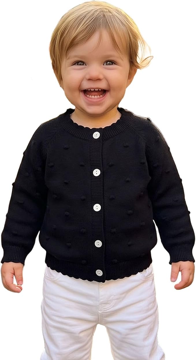 BULINGNA Toddler Baby Girl Cardigan Sweater Long Sleeve Button Down Knit - Image 2