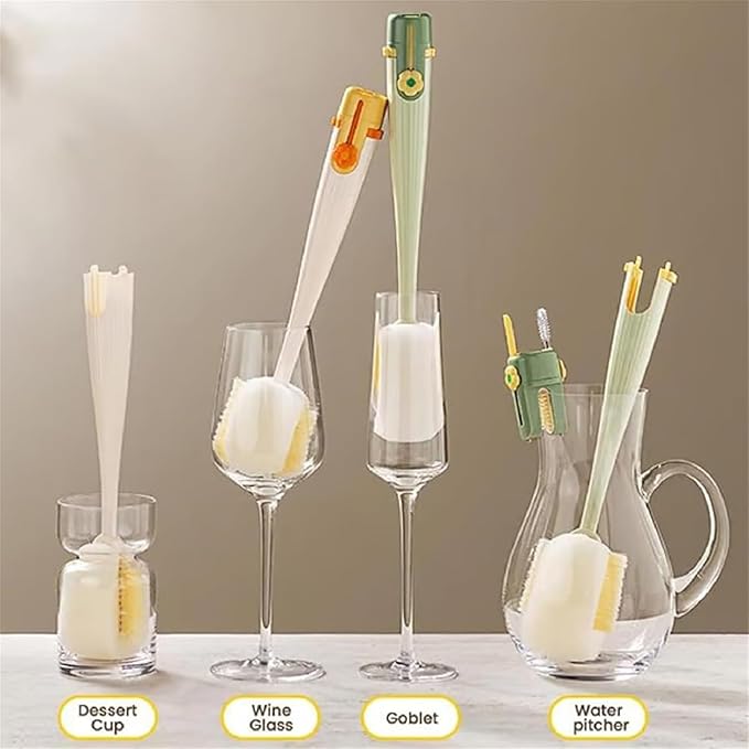 5 in 1 Bottle Cleaning Brush Set, 5‑in‑1 Multifunctional Bottle Cleaning Brush Set, Straw Cleaner Brush for Baby Bottles, Multifunctional Detachable Water Bottle Brush (2PCS Mix)