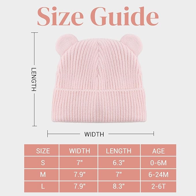 Bear Baby Beanie Knitted Baby Winter Hat Infant Toddler Boys Girls Beanie with Cotton Lining