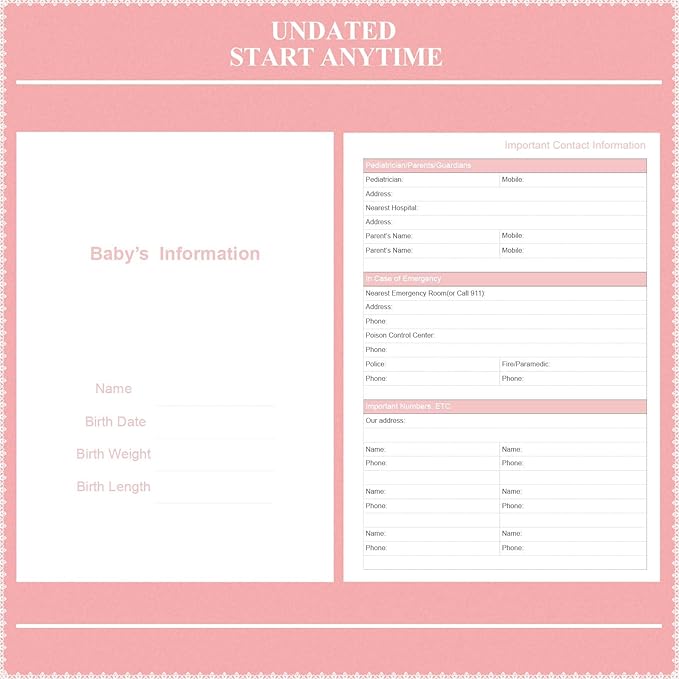 Baby's Daily Care Planner - A5 Newborn Baby Log Book for Tracking Daily Routine, 152 Easy-to-Use Pages to Monitor Nursing, Sleep, Feeding, Diapers, Pumping, and More - Rose