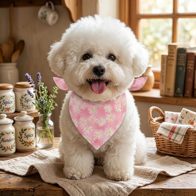 Spring Dog Bandana, Summer Dog Bandanas Boy Girl, Daisy Dog Scarf - Image 5