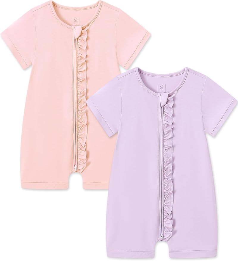 JunNeng Viscose from Bamboo Baby Sleeper, Short Sleeve Romper Jumpsuit | 2 Way by JunNeng