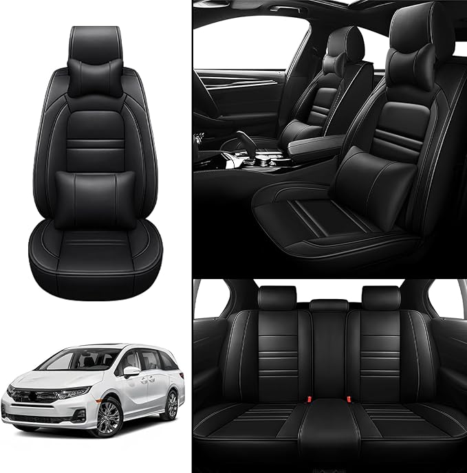 Car Seat Covers for Honda Odyssey 2005-2025 | 5-Seats Seat Covers, Waterproof Seat Protectors, Automotive Seat Covers (Full Set with Pillow,Black)