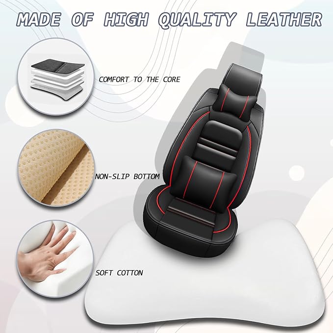Car Seat Covers for kia sportage 2005-2025 | 5-Seats Seat Covers, Waterproof Seat Protectors, Automotive Seat Covers (Full Set with Pillow,Black&Red Line)