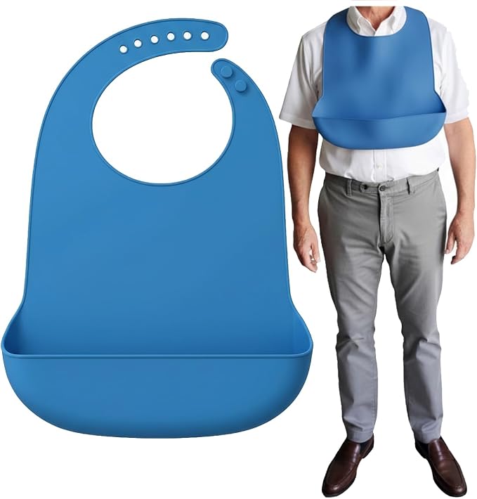 Silicone Adult Bib, Adjustable and Washable Bib by Tiwerlfe
