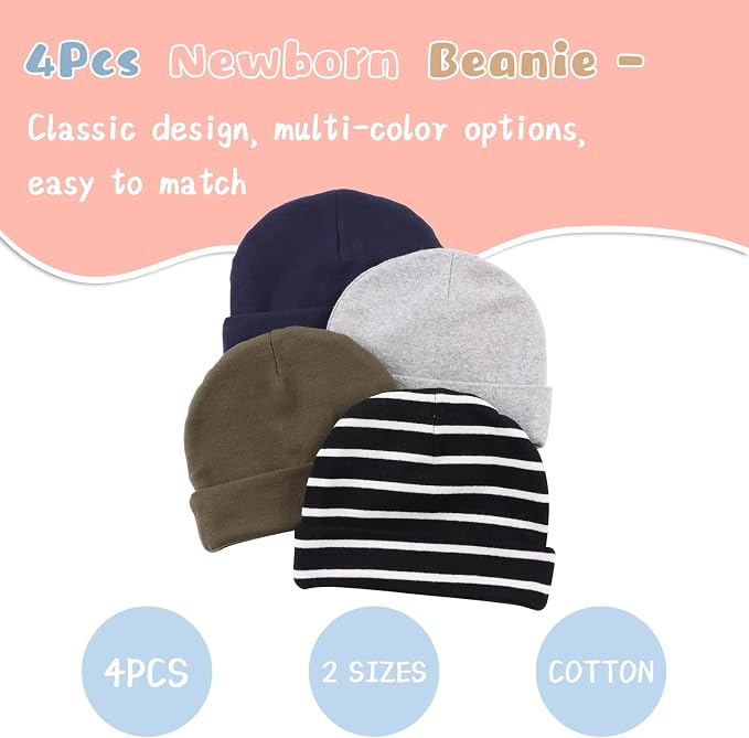 Bamery Cotton Baby Girl Hat Preemie Boys Beanie Newborn Hospital Hats Winter - Image 3