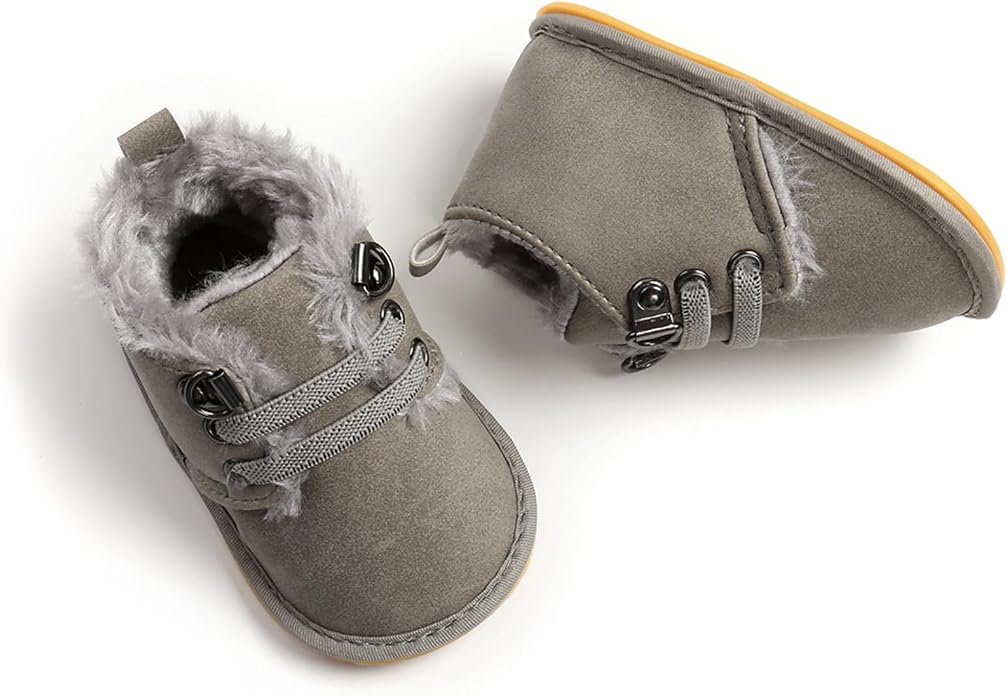 Baby Boys Girls Booties Fleece Anti-Slip Soft Sole Boots Toddler First Walker - Image 6