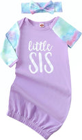 AMAWMW Newborn Baby Girl Little Sister Sleeper Gown Stripe Long Sleeve by AMAWMW