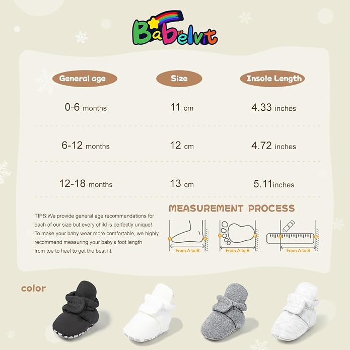 Babelvit Newborn Baby Boy Girl Soft Fleece Booties Stay On Infant Slippers - Image 6