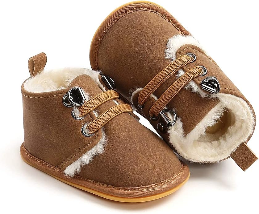 Baby Boys Girls Booties Fleece Anti-Slip Soft Sole Boots Toddler First Walker - Image 5
