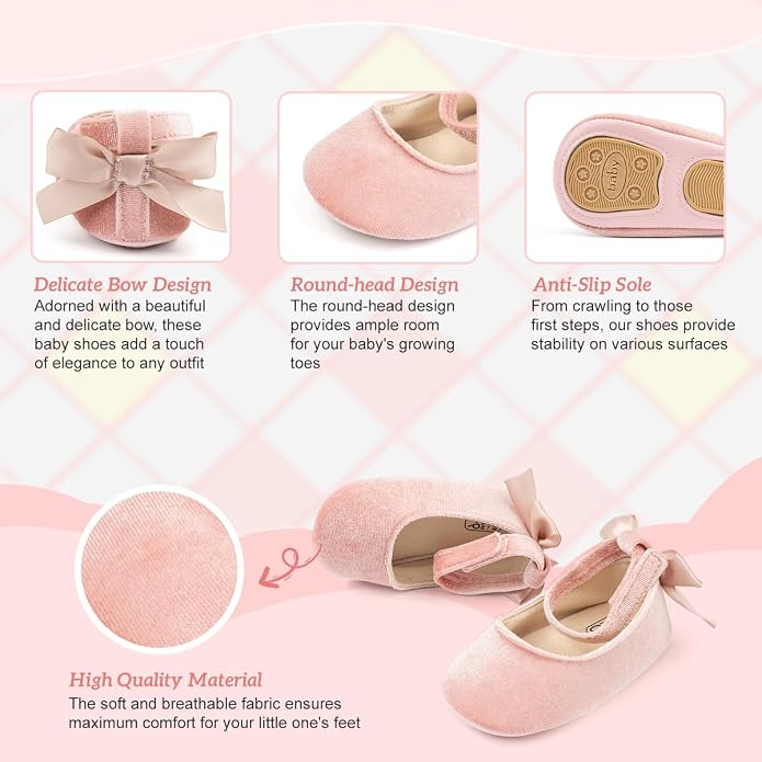 KIDSUN Infant Baby Girls Mary Jane Shoes Non-Slip Rubber Sole Ballet Slippers - Image 4