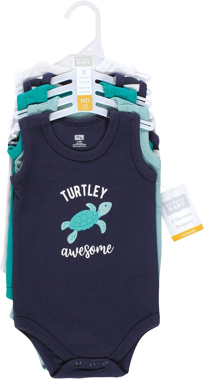 Hudson Baby Unisex Baby Cotton Sleeveless Bodysuits - Image 2