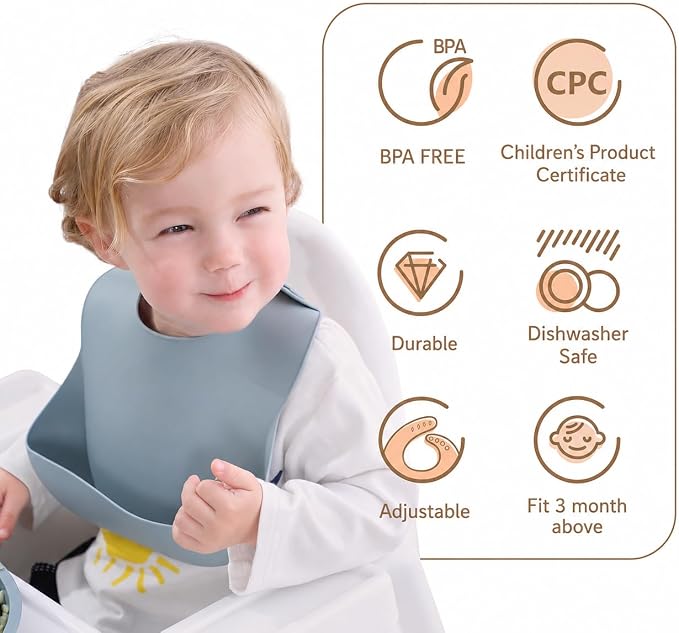 Babero Baby Bib Silicone Impermeable con Scoop Bib | Waterproof Silicone Baby - Image 2