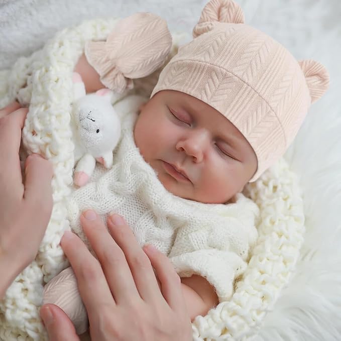 BQUBO Newborn Baby Hats Bear Ears and Mittens Sets Preemie Caps Baby Boy Girl - Image 2