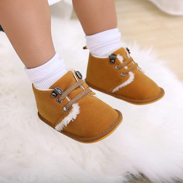 Baby Boys Girls Booties Fleece Anti-Slip Soft Sole Boots Toddler First Walker - Image 3