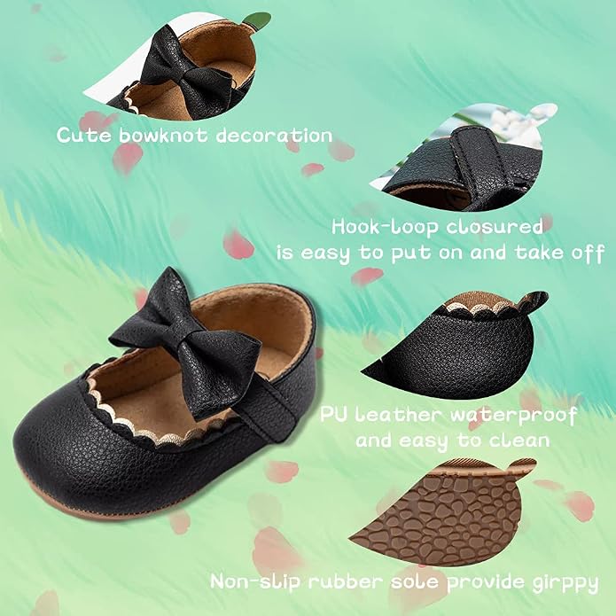 Meckior Infant Baby Girls Soft Sole Bowknot Princess Wedding Dress Mary Jane - Image 5