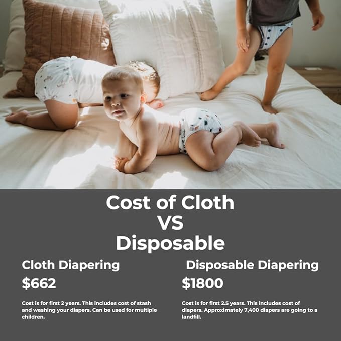 Nora's Nursery Newborn All-in-One Cloth Diaper 14-Pack with Diaper Pod for Clean Storage - Waterproof, Washable, Reusable, and Adjustable for Babies Under 12lbs - Blushing Blooms