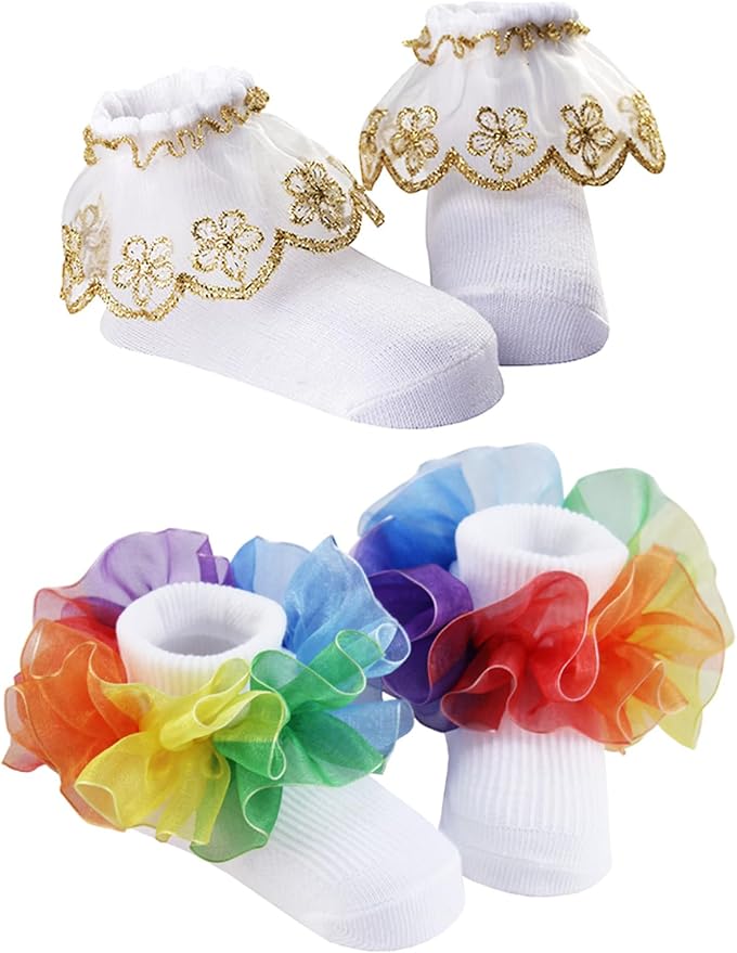 PrinceSasa Little Baby Girl Princess Lace Ruffles Socks Set - Image 5