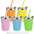 Kids Cups with Straws and Lids, 5 Pack 12oz Spill Proof Toddlers Straws Tumbler with Lids, Stainless Steel Kids Cups with Lids for School, Outdoor, Multicolor