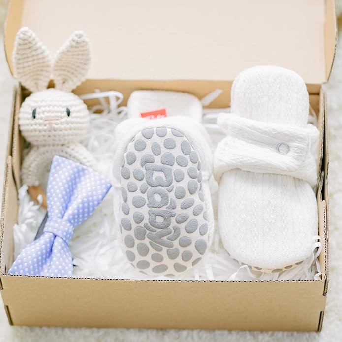 Babelvit Newborn Baby Boy Girl Soft Fleece Booties Stay On Infant Slippers - Image 6
