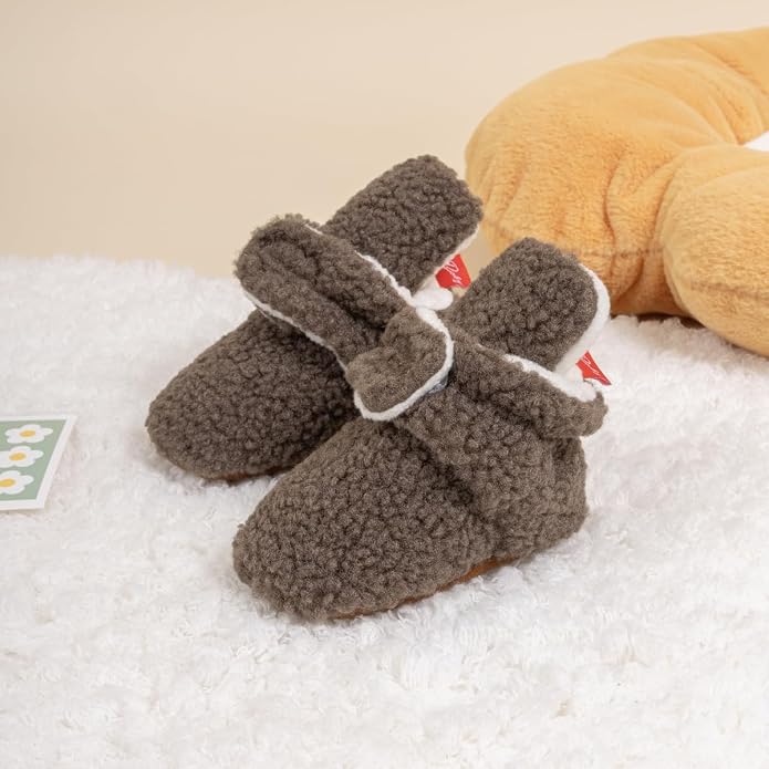Infant Baby Boys Girls Cozy Fleece Booties Stay on Slippers Non Slip Soft - Image 4