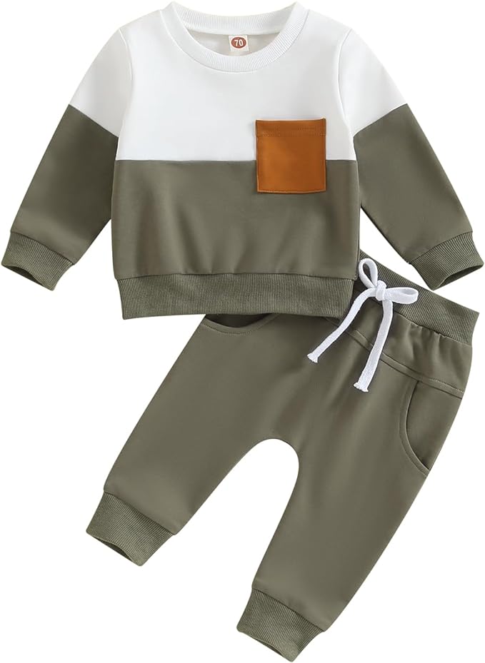 Toddler Baby Boy Fall Outfits Long Sleeve Crew Neck Pullover Sweatshirt + Jogger Pants Set Infant Winter Clothes