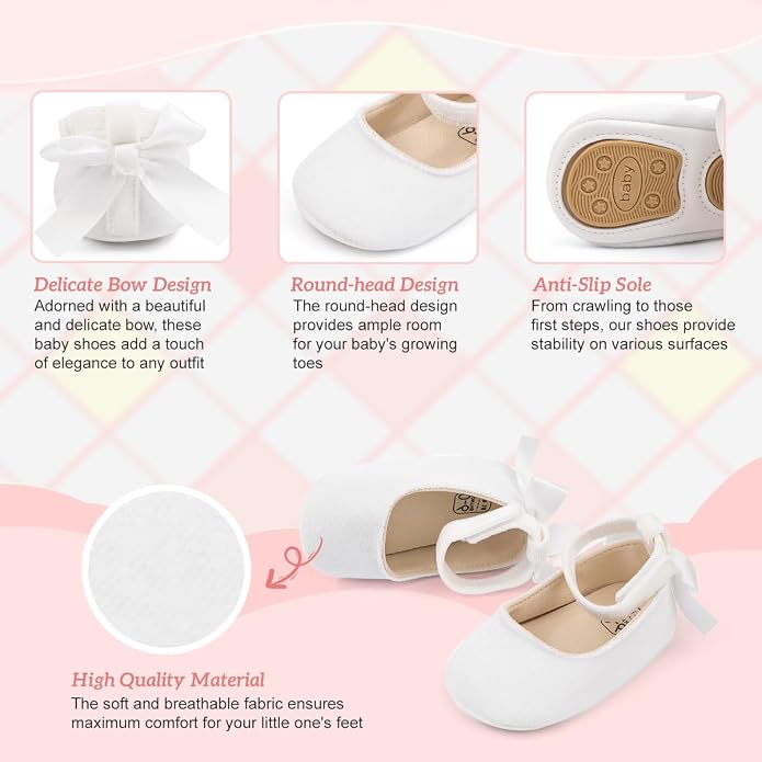KIDSUN Infant Baby Girls Mary Jane Shoes Non-Slip Rubber Sole Ballet Slippers - Image 4