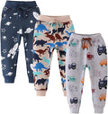 Boys Pants, Toddler 3 Pack Drawstring Elastic Sweatpants Cartoon Active Joggers