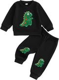 Nyapruwe Toddler Baby Boy Fall Outfit Funny Print Long Sleeve Sweatshirt Joggers Pants Set Kids Warm Winter Clothes