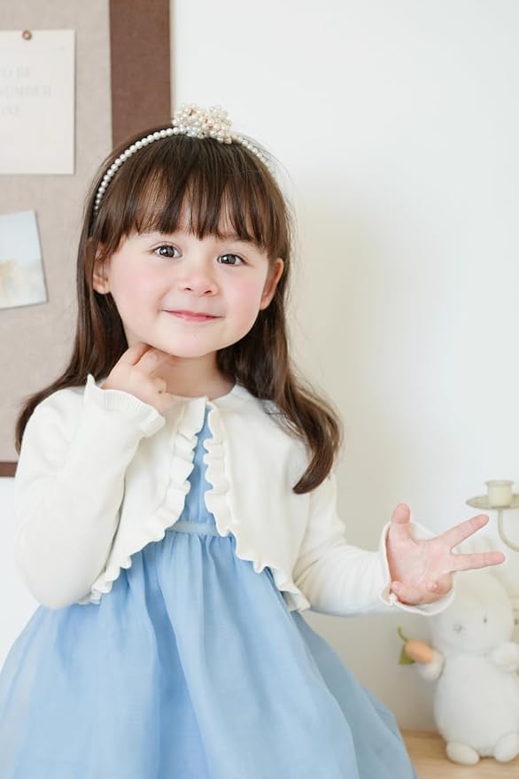 Toddler Girls Cardigan Sweater Bolero Shrug Baby Kids Long Sleeve Cropped Dress - Image 2