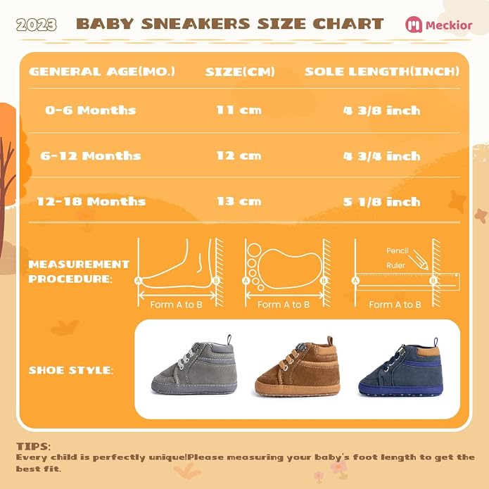Meckior Toddler Baby Boys Girls High Tops Ankle Sneakers Soft Anti-Slip Sole PU - Image 7