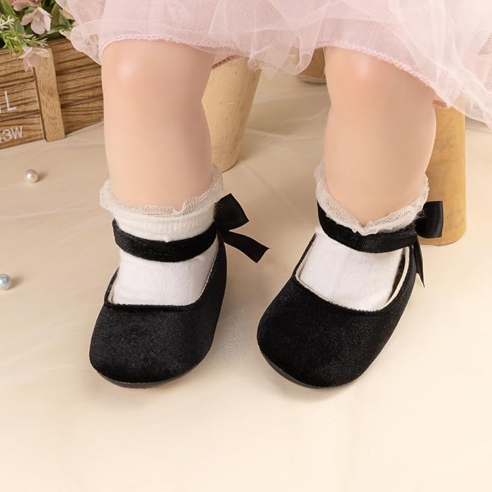 KIDSUN Infant Baby Girls Mary Jane Shoes Non-Slip Rubber Sole Ballet Slippers - Image 2