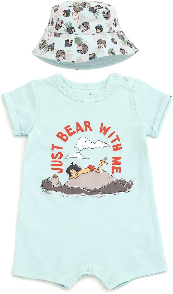 Disney Baby Boys' 2-Piece Romper and Bucket Hat Set Newborn to Infant by Disney