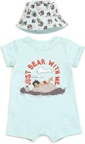 Disney Baby Boys' 2-Piece Romper and Bucket Hat Set Newborn to Infant by Disney