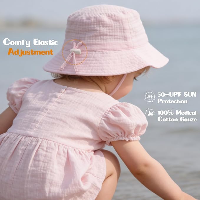 Baby Sun Hat Infant Toddler Summer Cotton Yarn Bucket Hat - Image 6