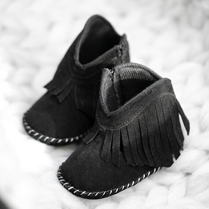 Meckior Baby Girls Cowboy Tassel Boots Side Zipper Moccasins Soft Bottom - Image 4