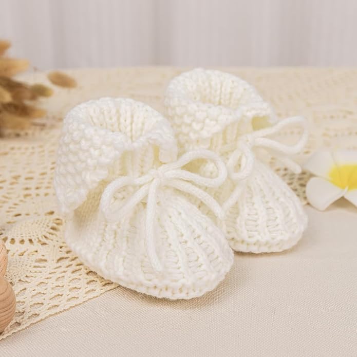 Meckior Baby Booties Newborn First Walkers Cozy Shoes Warm Hand Crochet Knit - Image 3