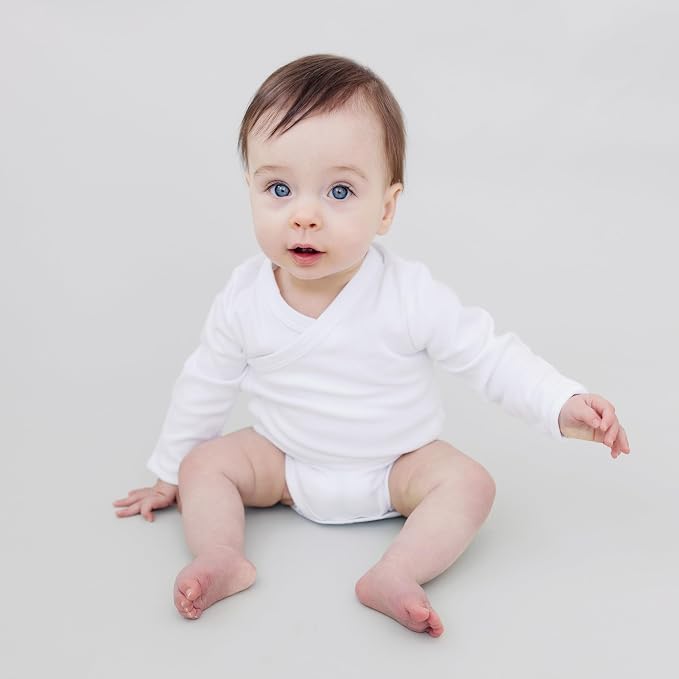 Baby Side Snap Kimono Bodysuit Set, Mitten Cuffs, 100% Cotton, Boy Girl - Image 3