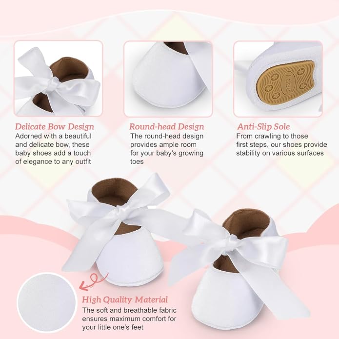KIDSUN Infant Baby Girls Mary Jane Shoes Non-Slip Rubber Sole Ballet Slippers - Image 5